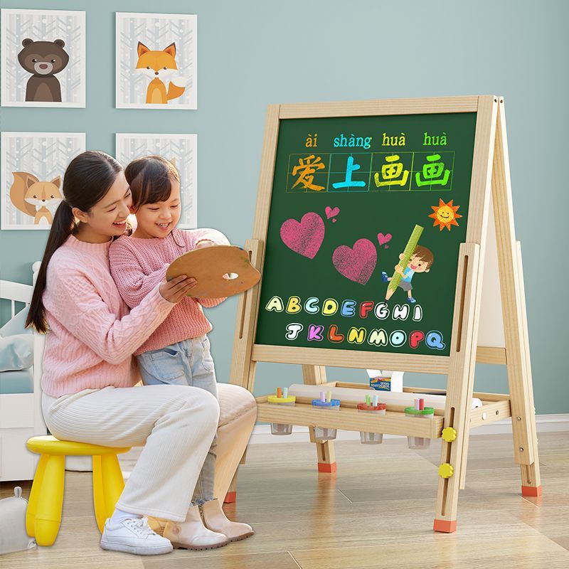 画画板儿童小黑板家用小学生支架式写字板黑板墙贴可擦写水画画本|undefined