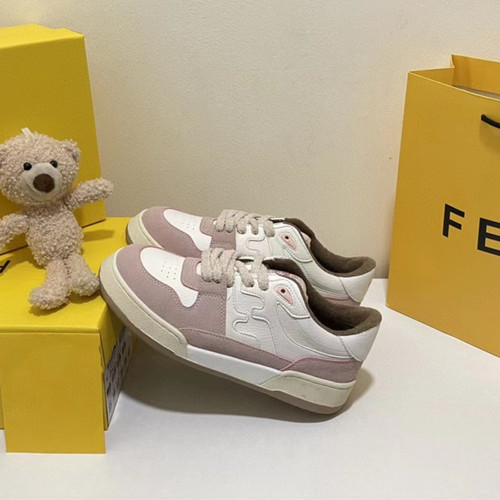 High-version F-brand sneakers for women,  casual color-matching leather-lined versatile couple's board shoes for both men and women