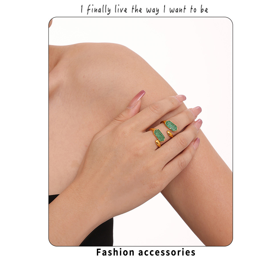 Adjustable Square Zircon Ring For Women Minimalist Titanium Steel_voghion.com