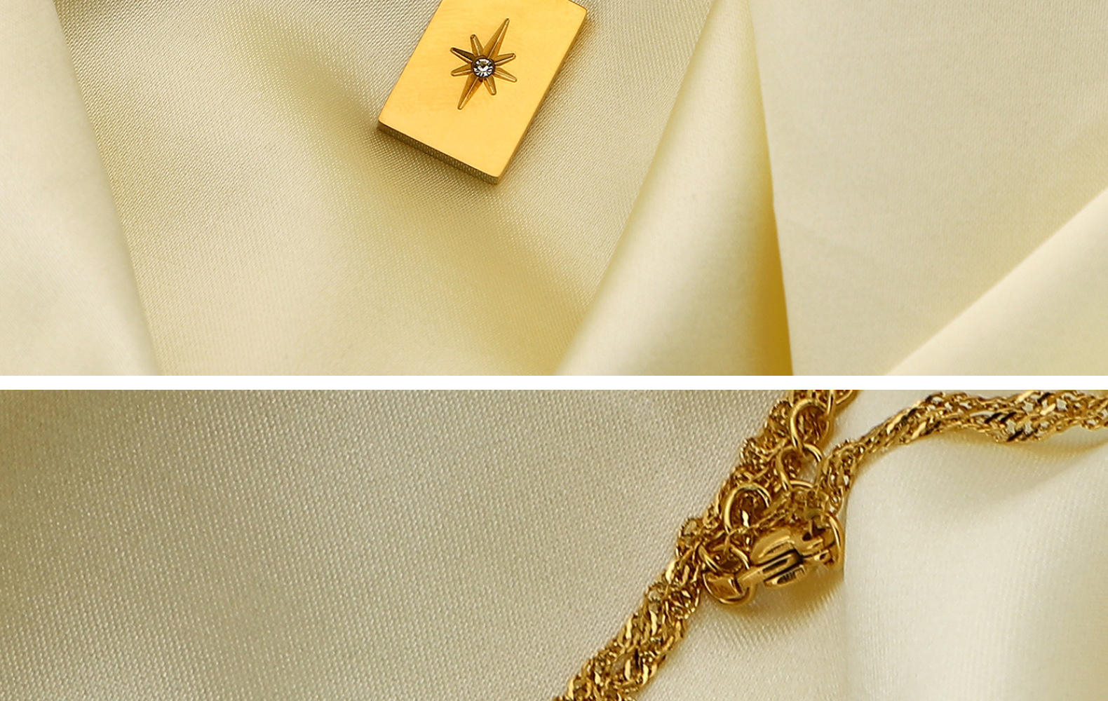 Rectangular Sunlight Pendant 18K Gold Plated Stainless Steel Necklacepicture6