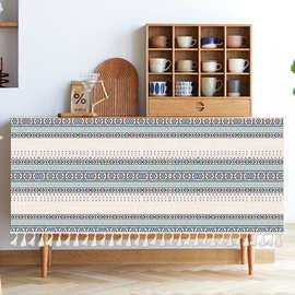 民族风杂物架遮丑帘橱柜衣柜简约条纹遮挡防尘布帘自粘短帘魔术贴