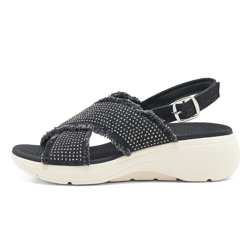 398-12 Inventario 2025 nuevo tipo de diamante de fondo grueso ligero antideslizante cómodo ocio MD sandalias deportivas de hebilla