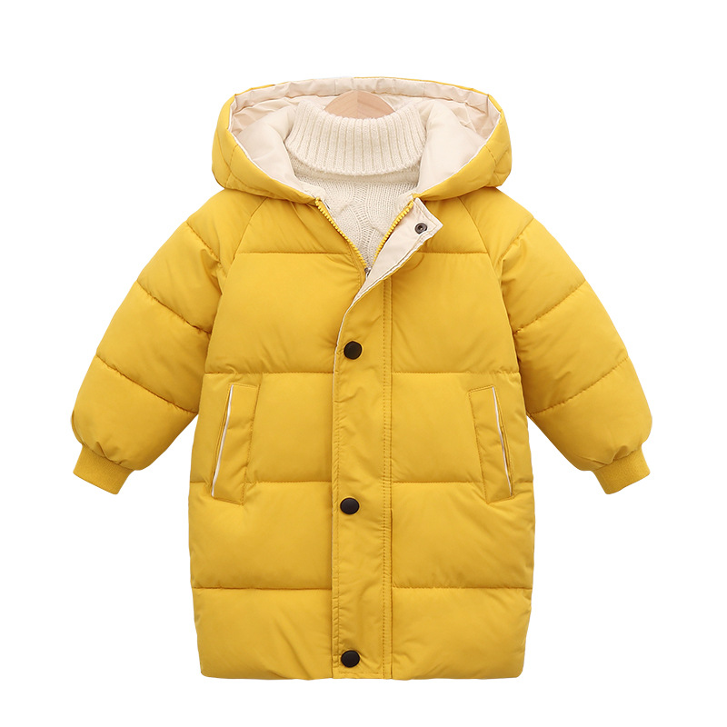 Ropa de algodón acolchada para niños Ropa de invierno para niñas de longitud media para niños Ropa de algodón acolchada para niños de estilo coreano Chaqueta de algodón acolchada para bebés engrosada ropa de abajo