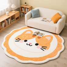 卡通儿童房间圆形电脑椅垫家用客厅隔凉仿羊绒地毯猫咪家用椅子垫