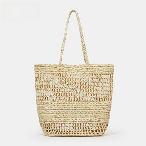 New Embroidered Letter Cut-out Grass Weave Shoulder Bag for Women - Large Capacity Hand-woven Uncommon Shopping Basket Bag