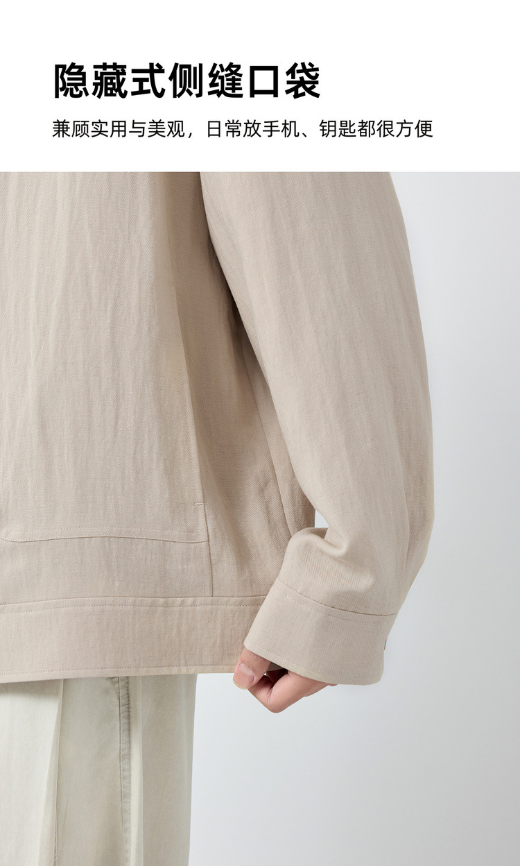 Áo khoác nam phong cách Mỹ cổ bẻ chất liệu pha linen — màu sắc chi tiết 7