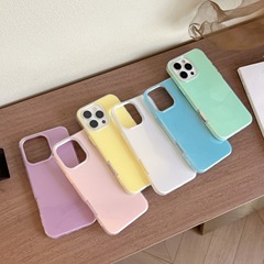 シンプルな無地のゼリーシェル、iPhone16pro max、Apple17新機種、14/15対応の2in1スマホケース