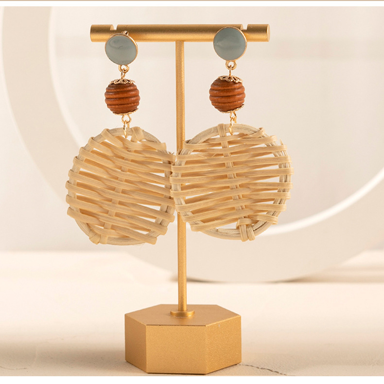 1 Pair Fashion Flower Rattan Handmade Women's Drop Earrings display picture 30