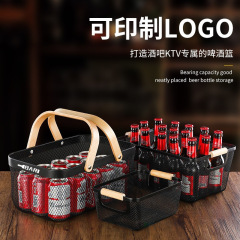 バービールボックスビールポータブルバスケット商業バービールボックスポータブルワインバスケットショッピングバスケットワインブラック