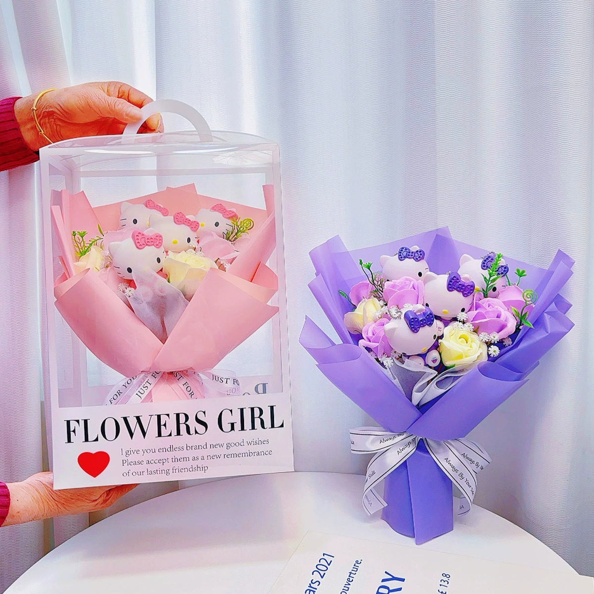 Hello kitty, handheld soap contains rose, gift box for St. Valentine's Day, (Cross-border trading), Birthday gift