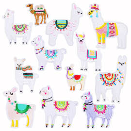 卡通羊驼动物刺绣布贴服装装饰包包可爱绵羊布贴电脑绣花补丁贴