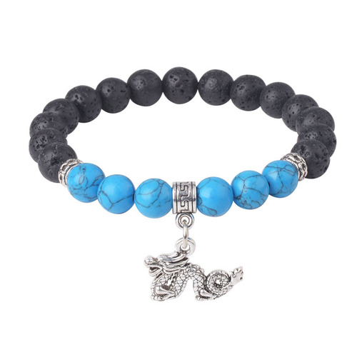 European and American style tiger eye stone, lava stone bracelet, turquoise elephant turtle 8mm women's bracelet