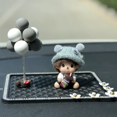 Cute Car Decoration Car Perfume Ornaments Creative Stylish Monchhichi Center Console Car Interior Supplies Balloon Women (Car ornaments) - coca-cola-qiqi-balloon-drill-pad