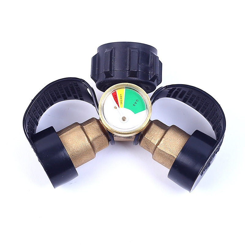 亚马孙 北美20磅丙烷罐气缸2路Y形分离三通连接适配器带表头