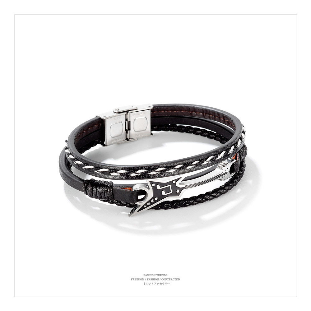 Retro Musical Instrument Multi-layer Leather Bracelet display picture 3