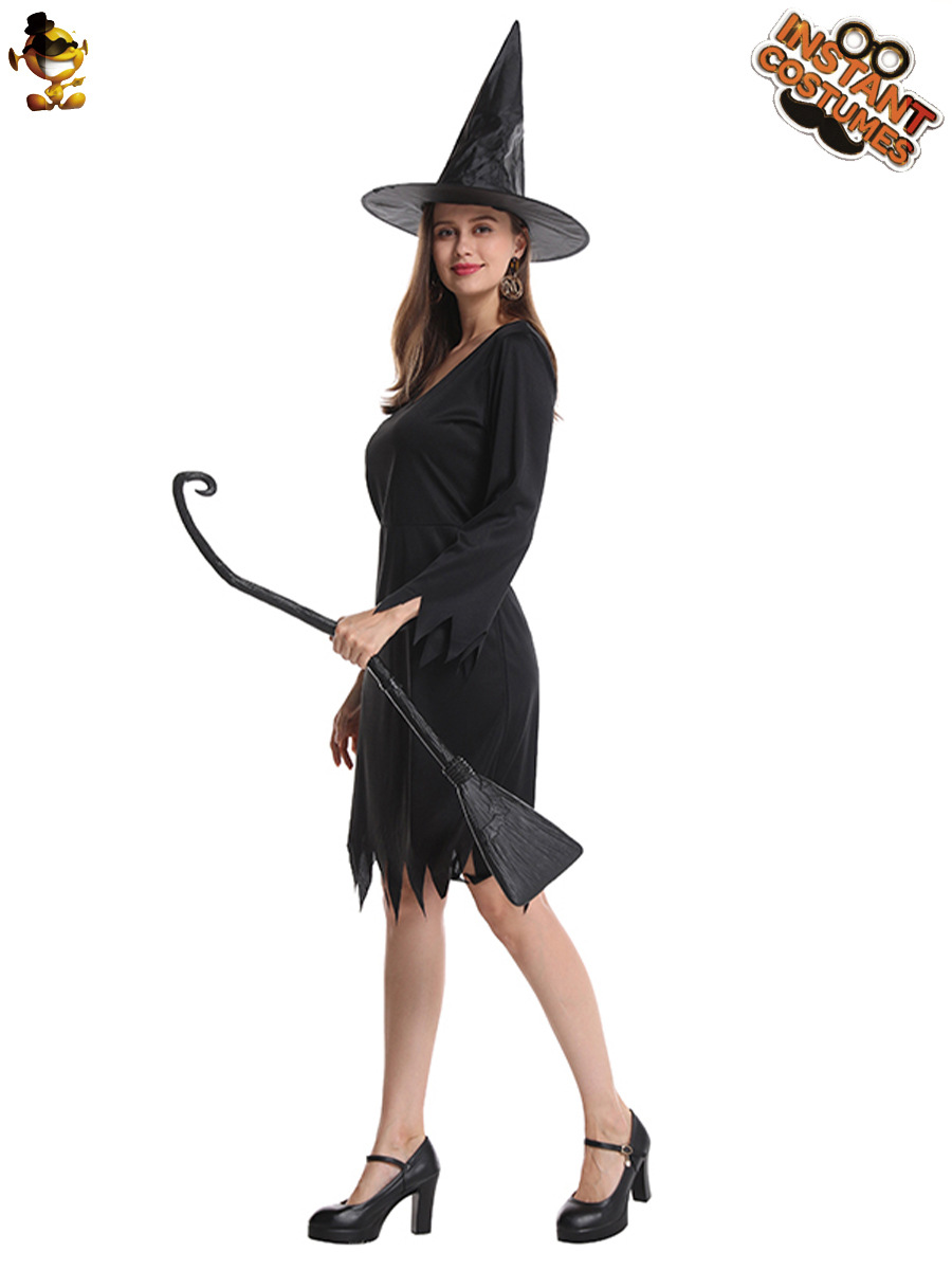 Halloween Big Girl traje de bruja negro cos magia bruja juego de rol etapa traje de rendimiento traje de fiesta
