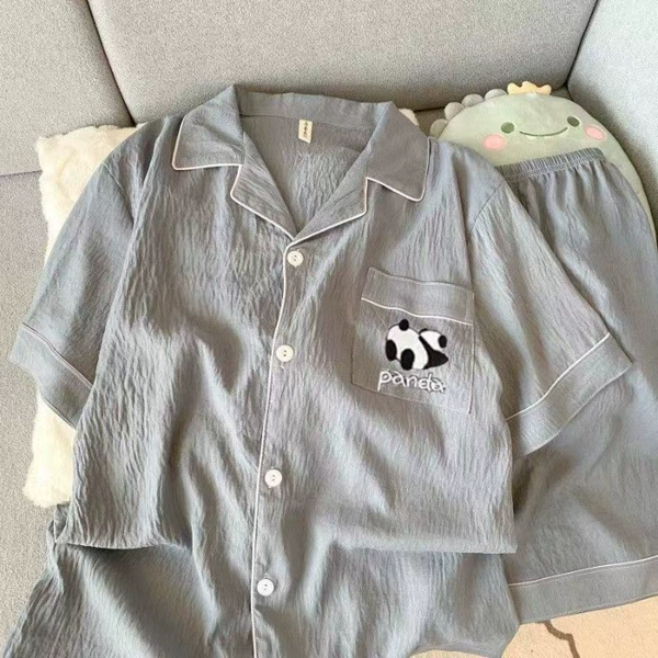 [CON-403#浅灰绣花熊猫【双短】]