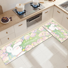 家用小清新綠色廚房防水防油地墊可擦免洗ins卡通地墊可裁剪地毯