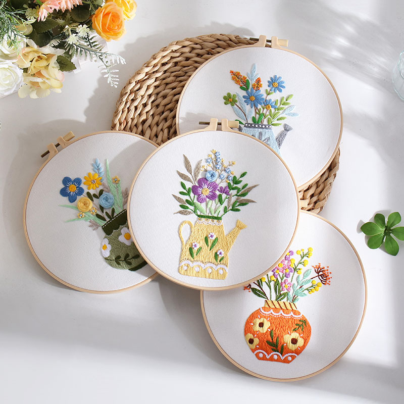 Nuevos productos originales DIY bordado a mano paquete de material floreciente flor fresca elegante Amazon venta caliente transfronteriza Inglés