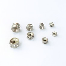 现货不锈钢粘镶钻圆形带孔定位隔离珠 水钻珠diy手项链饰品间串珠