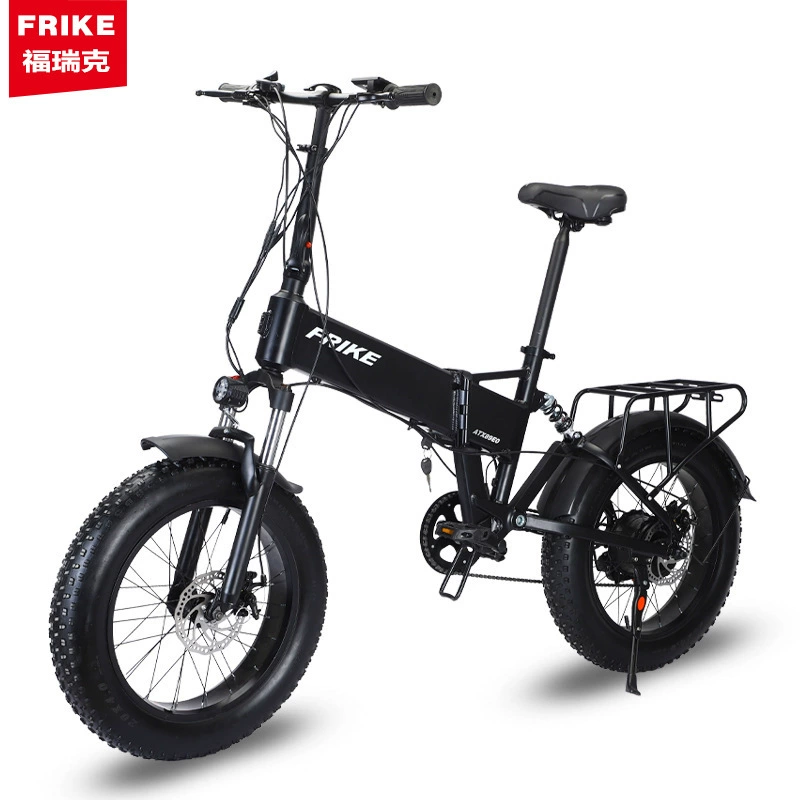 Электрический складной горный велосипед (FRIKE) 20 дюймов, 48V литий, fat-tire, складывающийся