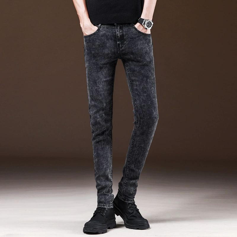 Весенние джинсы, эластичные трендовые брюки, со снежинками, slim fit