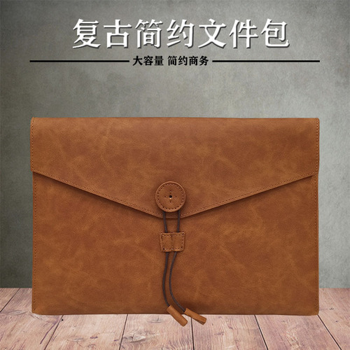 Source Factory Genuine Leather Business Briefcase A4 Paper Large Capacity Document Office Bag Crazy Horse Leather Bag Dropshipping