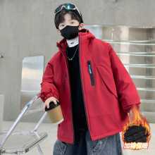 儿童冲锋衣户外风衣2025新款韩版休闲男童外套中大童夹棉加厚上衣