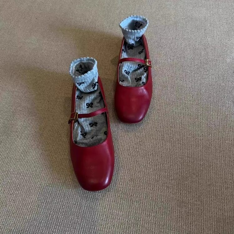 Leather Version ~ Brown Retro Round Toe Versatile One-Strap Ballet Mary Jane Shoes For Women Soft Sole Commuting Low_vogvips.com