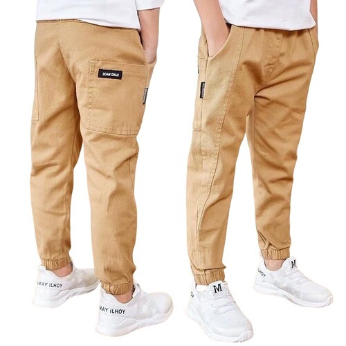 Children's and Teenage Boys' Plain Color Cotton Track Pants for Export in Large Quantities from Huibajiji Chunqiu