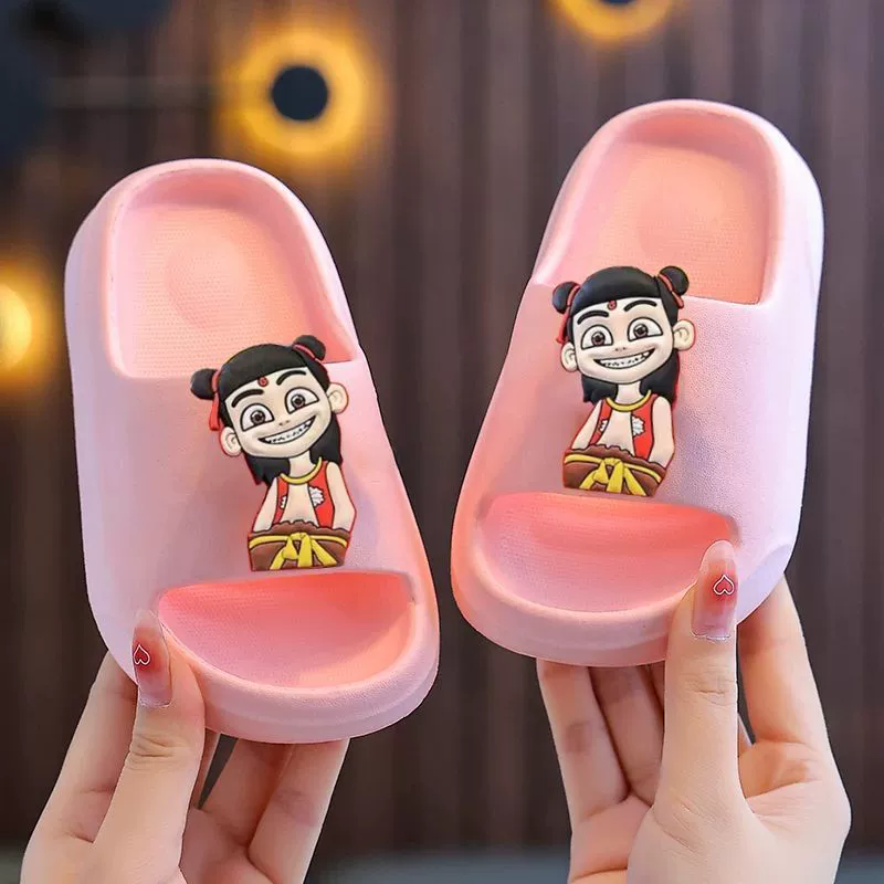 Детские летние мультяшные slippers для мальчиков, нескользящие слайды, семейный стиль, мягкая подошва