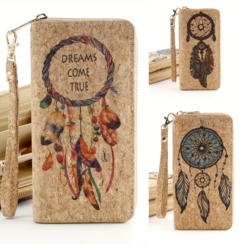 Cross-Border Tmu Shein Cork Bag Long Wallet Ladies Fashion Zipper Wallet Multiple Card Slots with Hand Rope Cross-Border Tmu Shein Cork Bag Long Wallet Ladies Fashion Zipper Wallet Multiple Card Slots with Hand Rope