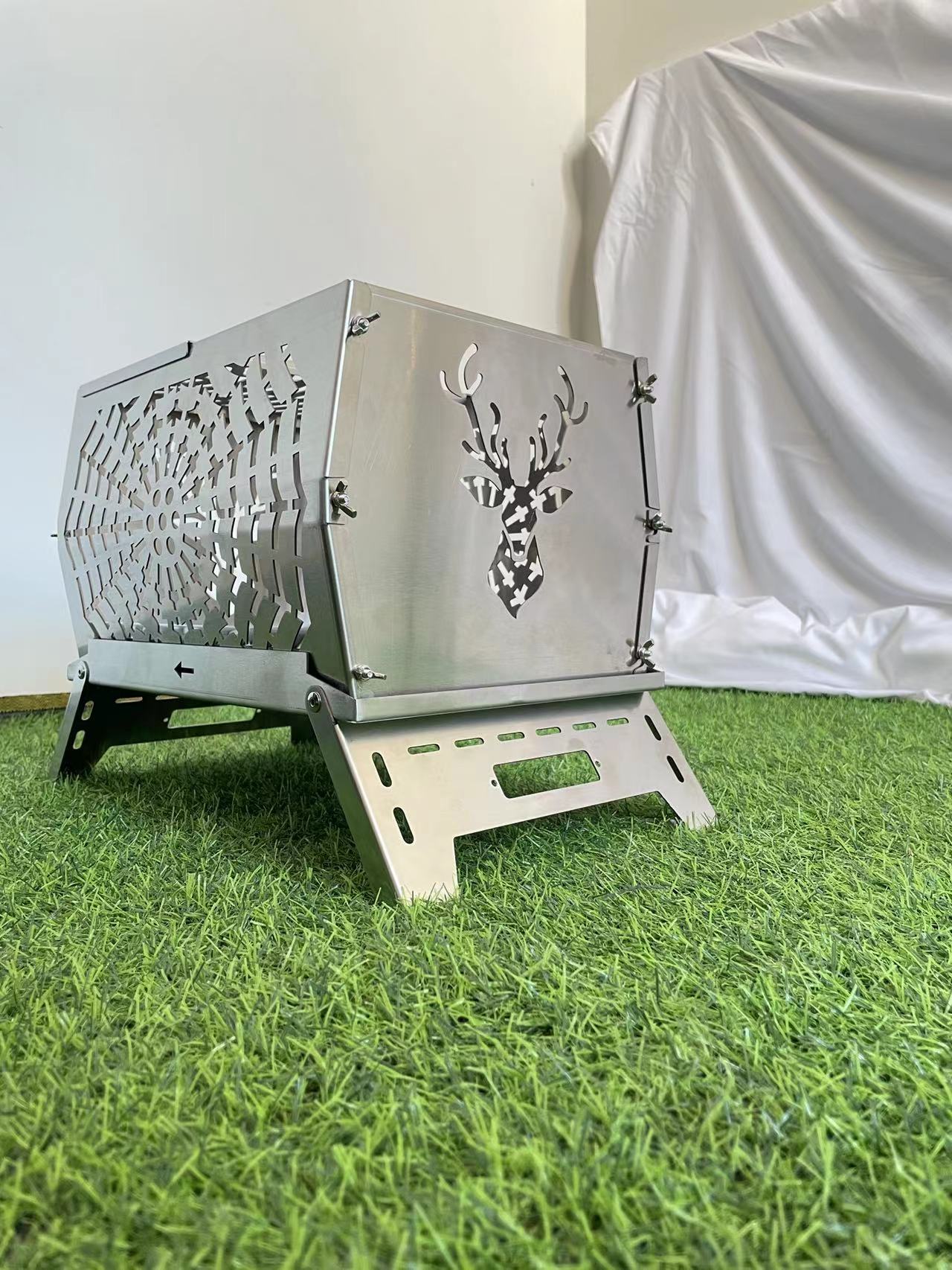 Patio al aire libre de acero al carbono mesa de fuego plegable barbacoa estufa extraíble portátil fogata de leña estufa al por mayor