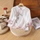 New Chinese Ethnic Style New Vintage Buckle Loose Seven-point Sleeve Shirt with Vertical Collar and Slant Placket Embroidered Mother Top