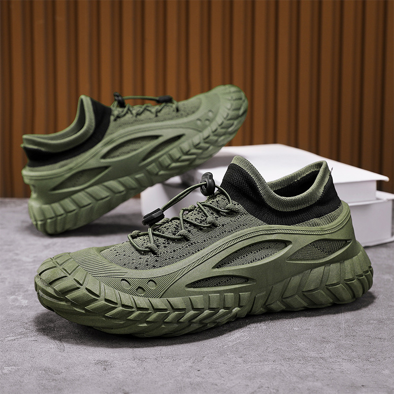 Zapatos de hombre primavera 2025, nuevos zapatos casuales de moda de hombre, malla de vuelo, montaña, protección laboral, marea laboral