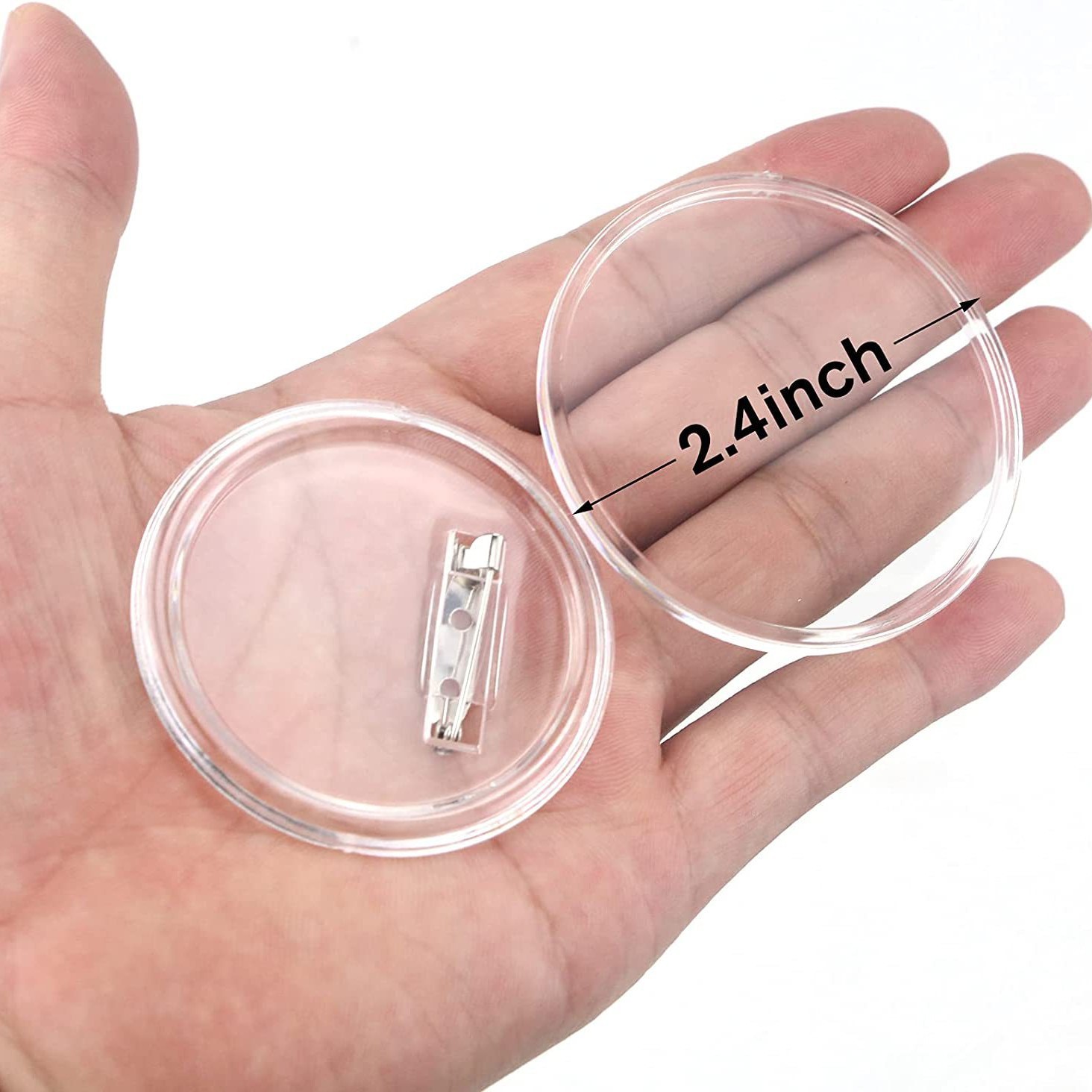 厳選された透明な丸型バッジ、アクリル製の空白素材、バッジ、バッジ用消耗品、DIYで紙を交換可能