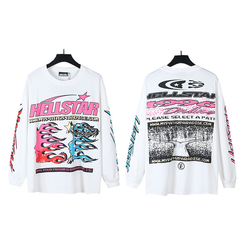 地獄星アメリカ長袖tシャツ男性ins街頭ファッションブランド上着秋冬ゆるいカジュアル綿シャツ|undefined