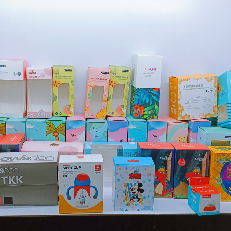 婴儿学饮杯彩盒定制 开窗纸盒 儿童奶瓶包装套盒