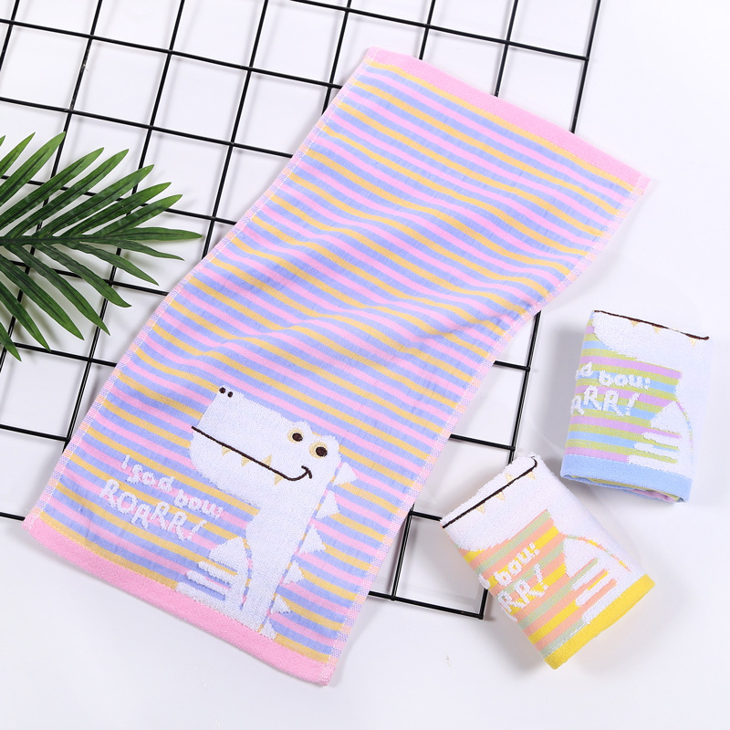 Pure Cotton Cartoon Dinosaur Children's Face Wash Towel Kindergarten Cotton Gauze Children's Towel Wholesale