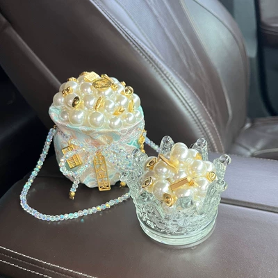2-in-1 Model, Special Activated Carbon for – Car ornaments - blue-cornucopia-lucky-bag-2-piece-set-crystal-treasure-basin-lucky-bag