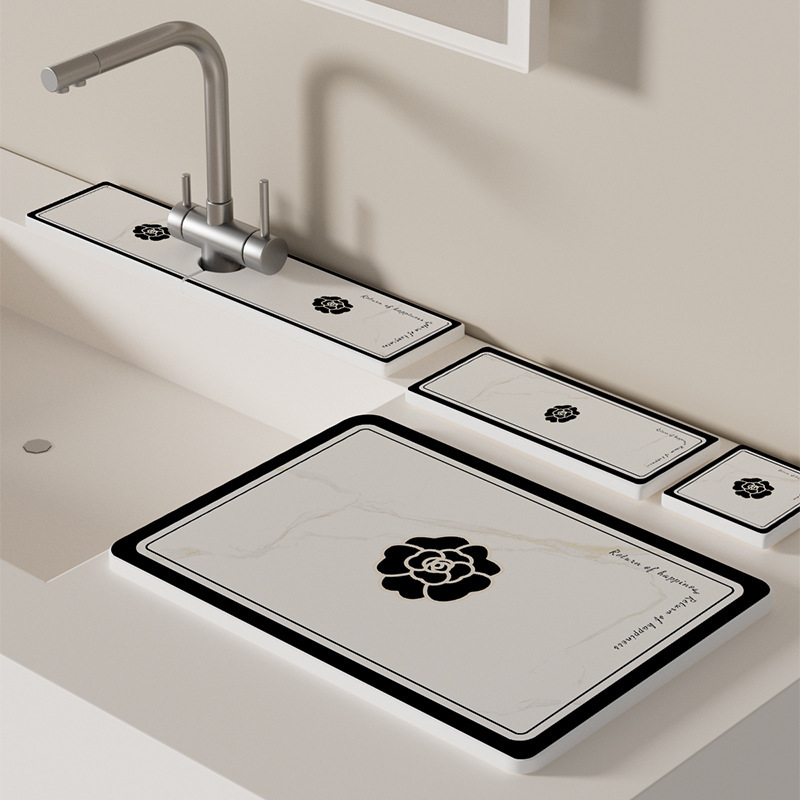 Light Luxury Hard Coffee Machine Mat Faucet Countertop Full Toothbrush Cup Quick-Drying Toilet Ancient Style Draining Mat Light Luxury Hard Coffee Machine Mat Faucet Countertop Full Toothbrush Cup Quick-Drying Toilet Ancient Style Draining Mat