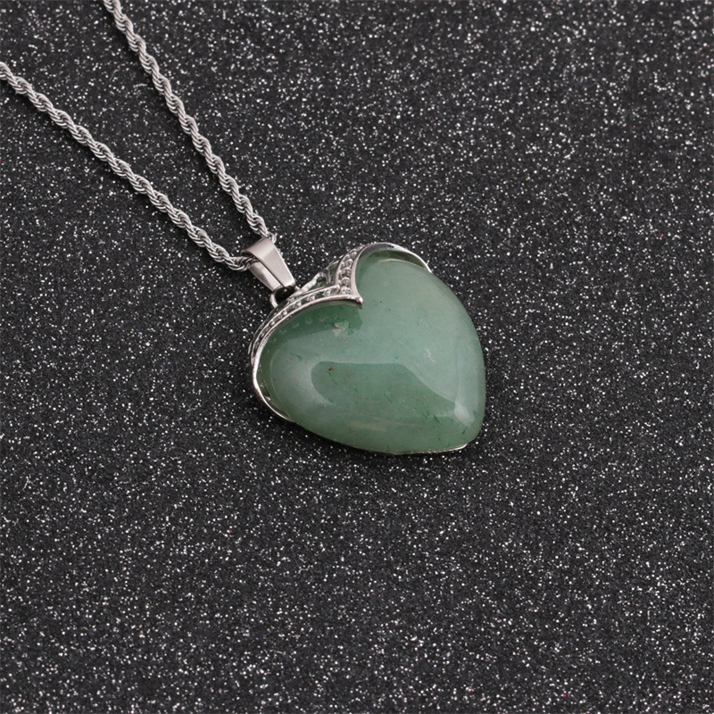 opal heart-shaped pendant korean style necklace wholesale jewelry Nihaojewelry