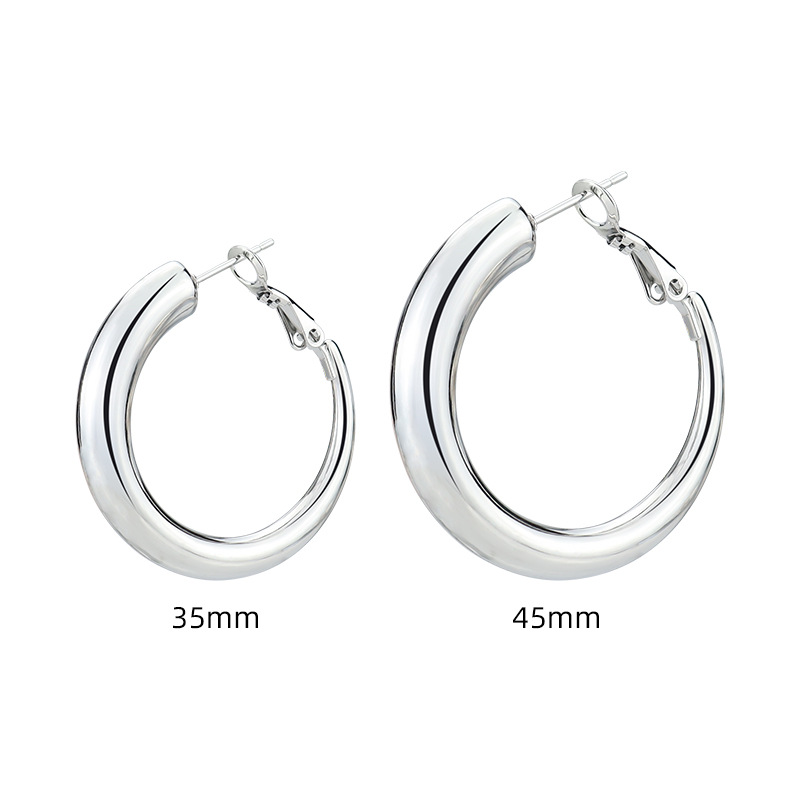 Venta caliente transfronteriza de acero de titanio personalidad simple alambre grueso diámetro titanio acero hueco pendientes exagerados grandes pendientes fábrica al por mayor