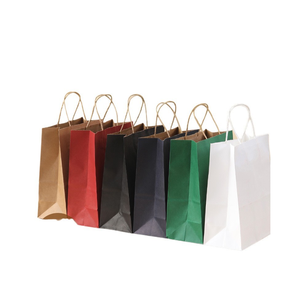 Bolsas de papel kraft personalizadas bolsas de ropa bolsas de panadería bolsas de embalaje para llevar bolsas de regalo en stock LOGO