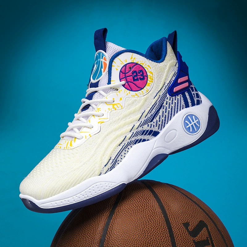 Летающие тканые кроссовки мужские 2025 дышащие мягкие подошвы на открытом воздухе баскетбольная обувь противоскользящая и износостойкая обувь с толстым дном
