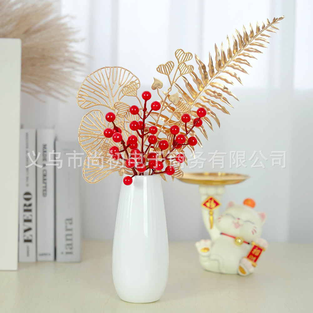 Accesorios de cubo de fortuna hojas doradas flor artificial hogar sala de estar inauguración de la casa de apertura decoración de la boda flor al por mayor