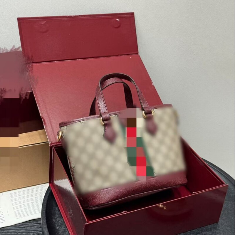 2025 New Canvas Brown Leather Versatile Vintage Gucci Tote Bag Mini, Casual and Effortless