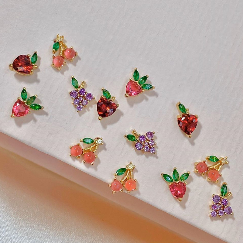 4g Weight Zinc Alloy Ear Needle Material Rhinestones Inlay Material Ear Studs Classification 1 Pair Quantity Travel, Daily Occasion Alloy Material Animal, Fruit, Starfish Pattern Women's Gender Inlay Design Cute Style 1 Pair Cute Animal Fruit Starfish Inlay Alloy Rhinestones Ear Studs 7