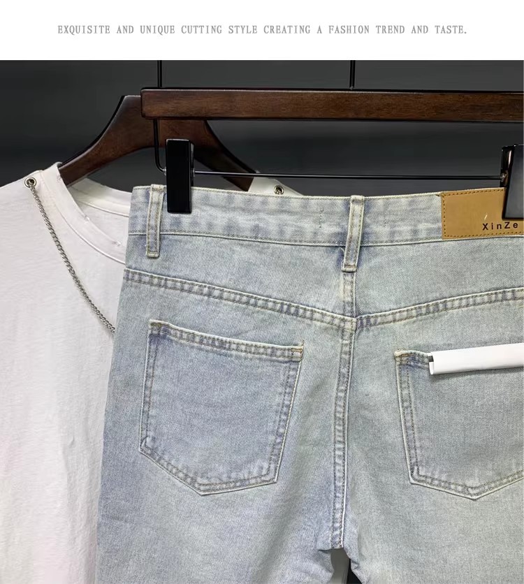 Men's Clothing Men's Retro Stretchy Denim Shorts Trendy Summer Style Five Point Pants For Formal & Casual For Mental_mkmklike.com