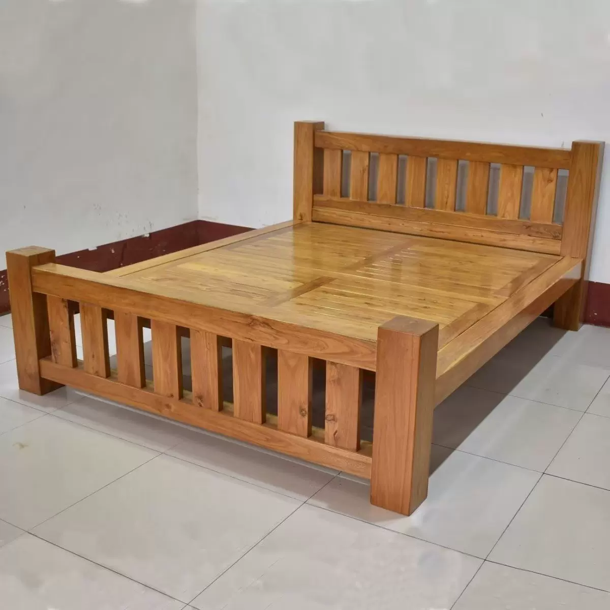 中式榆木实木床卧室双人床复古民宿木床榫卯结构原木加厚单人床